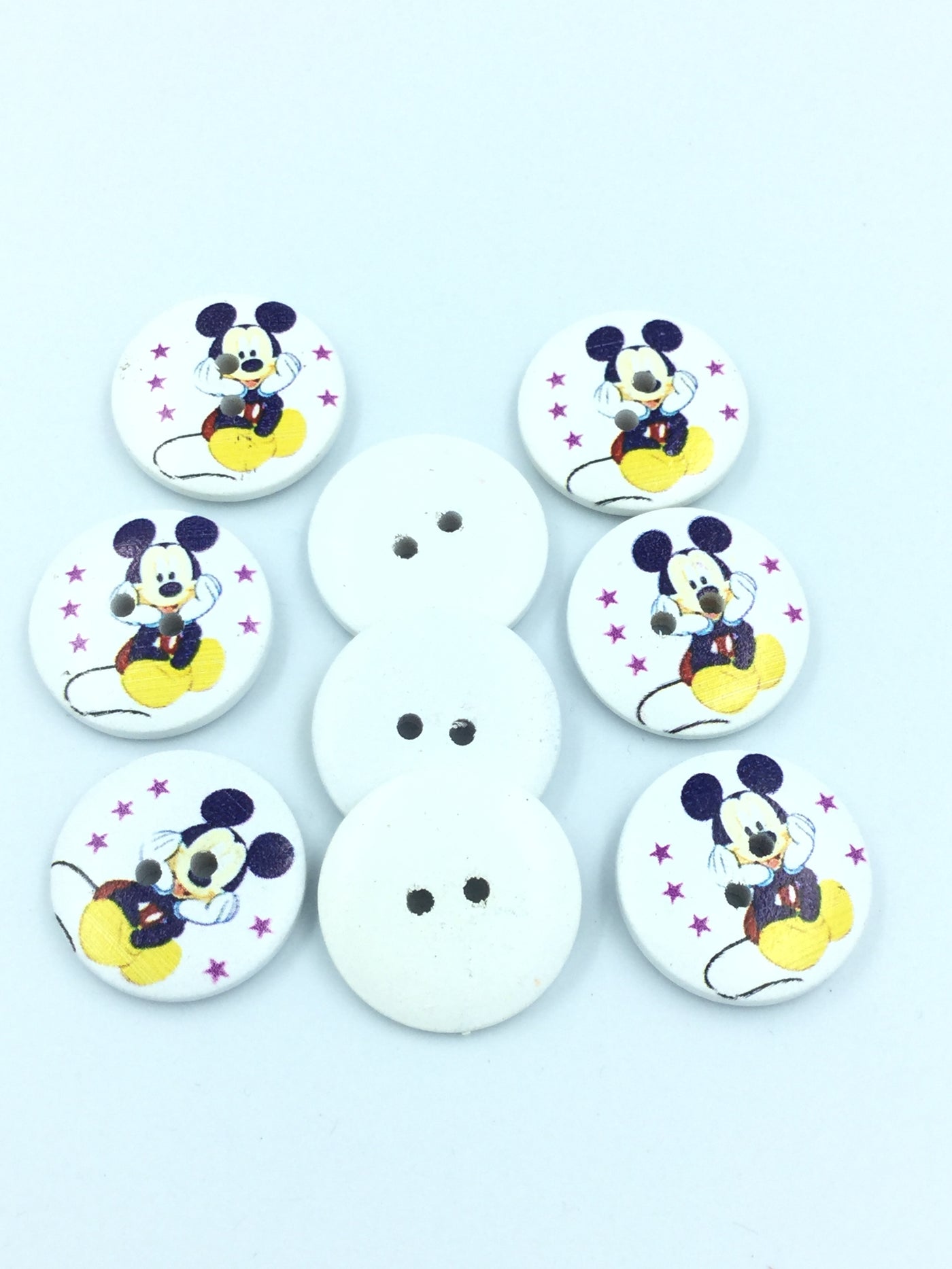 Multicolored  Mickey Mouse Printed 2 Hole Wooden Fancy Button