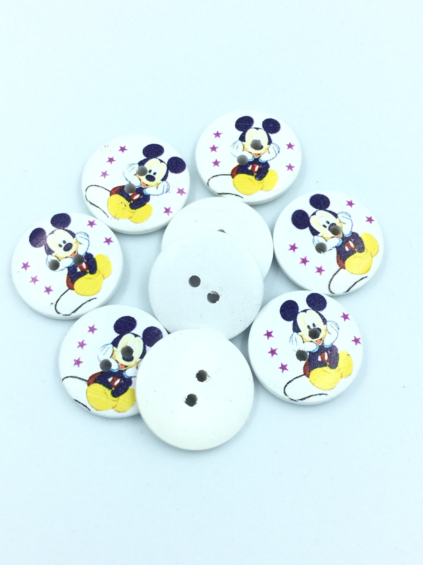 Multicolor Mickey Mouse 2 Hole Wooden Button