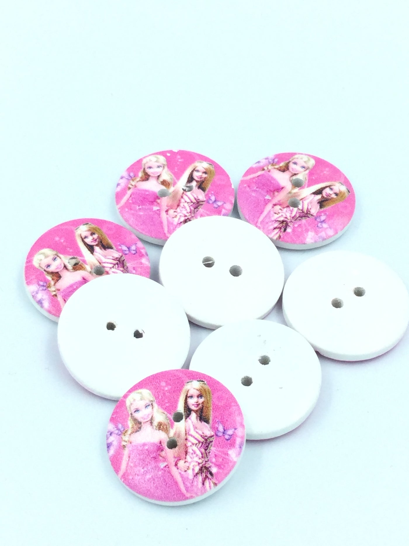 Multicolor 2 hole Barbie doll Printed Wooden Fancy Button