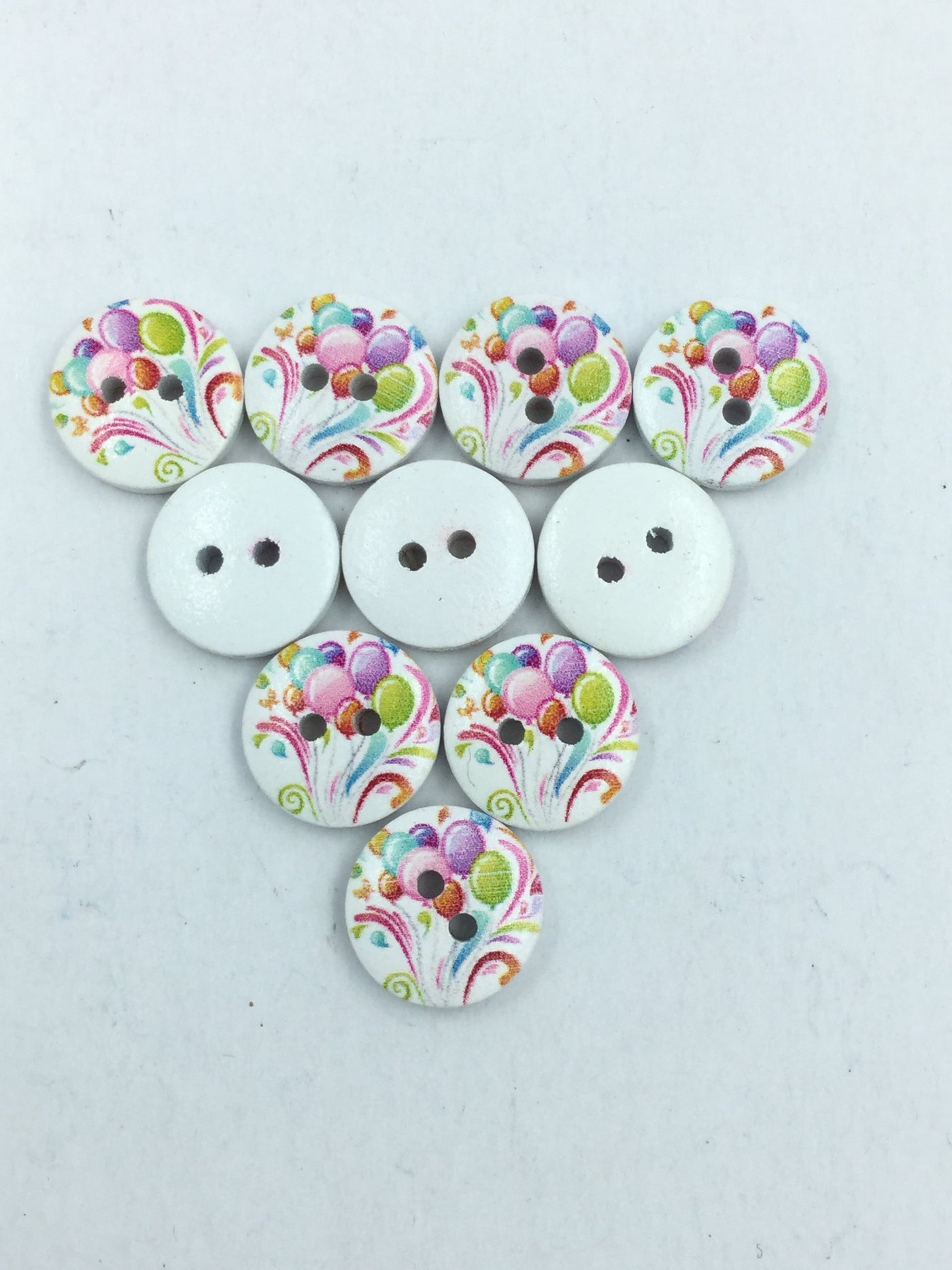 Multicolor  Flower Printed  2 Hole Wooden Fancy Button