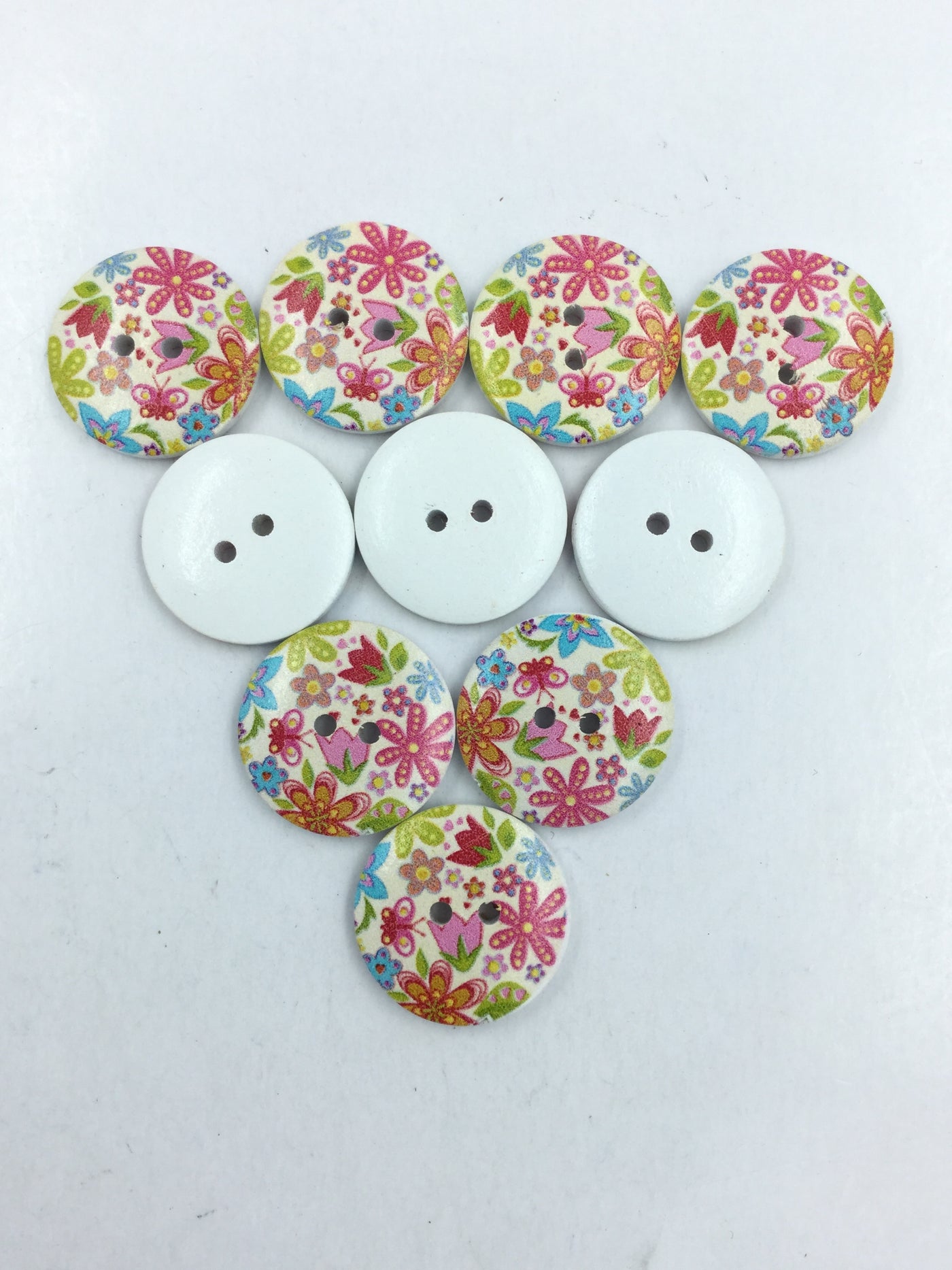 Floral Multicolor 2 Hole Wooden Button