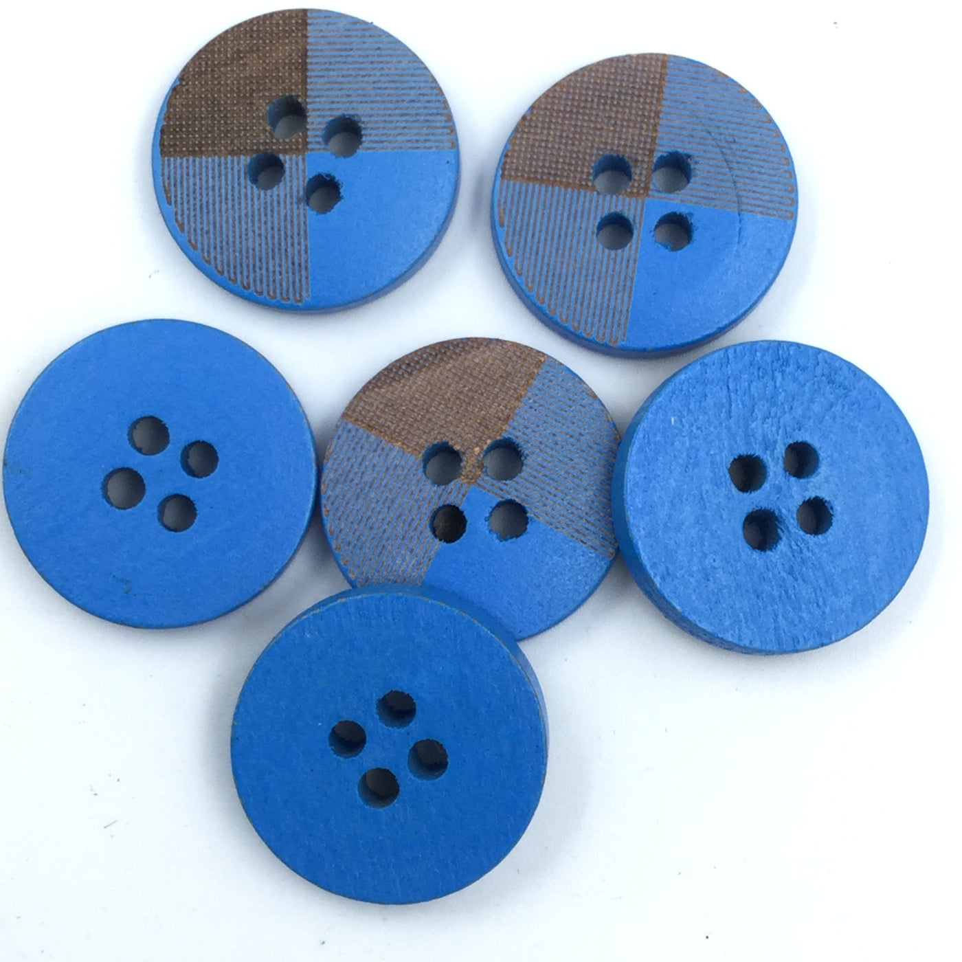 Blue Wooden 4 Hole Button