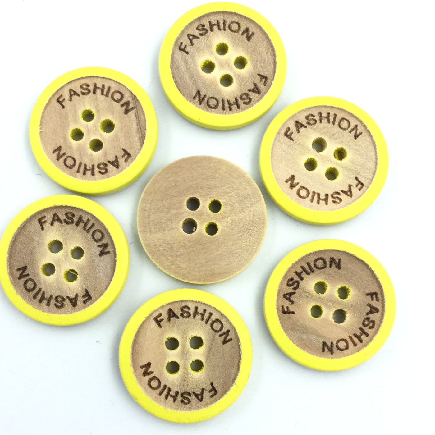 Yellow Line Wooden 4 hole Button