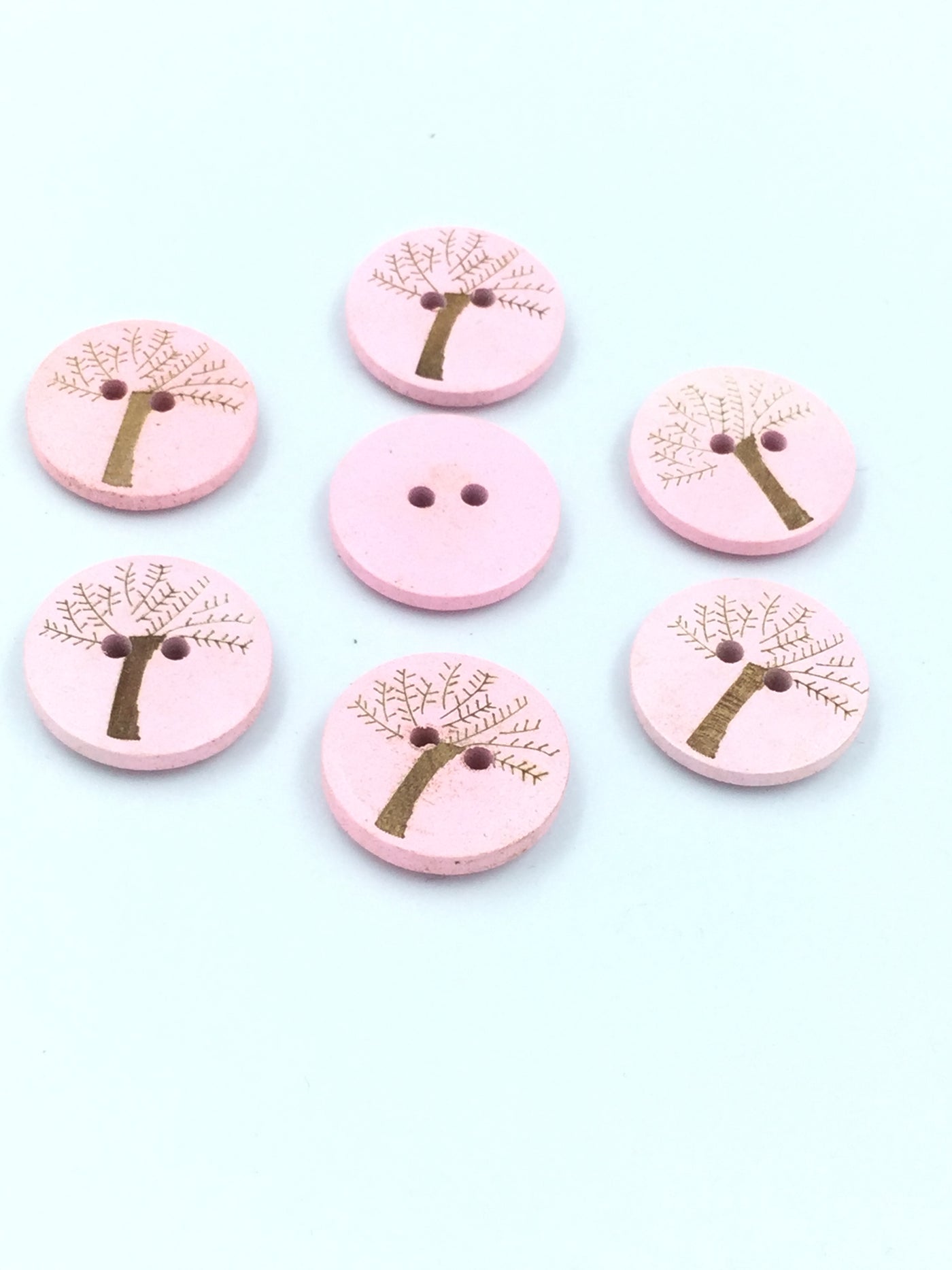 Pink Wooden 2 Hole Button