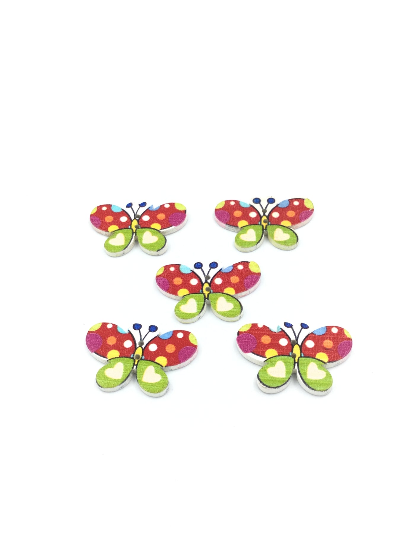 Multi Colored Butterfly Shape 2 hole Wooden Button