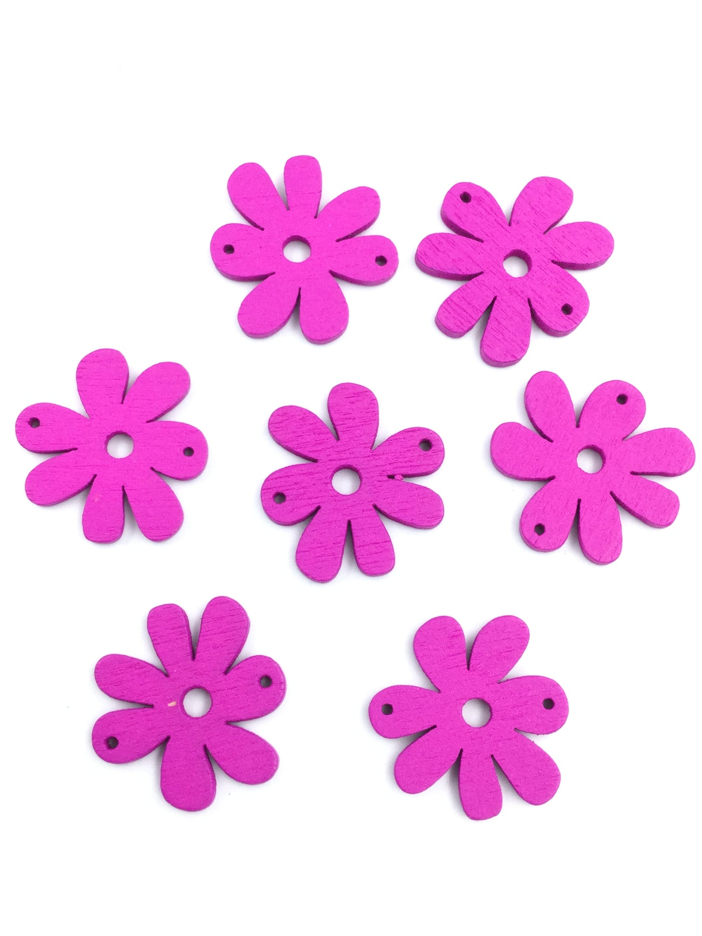 Pink Flower Shape 2 Hole Wooden Button