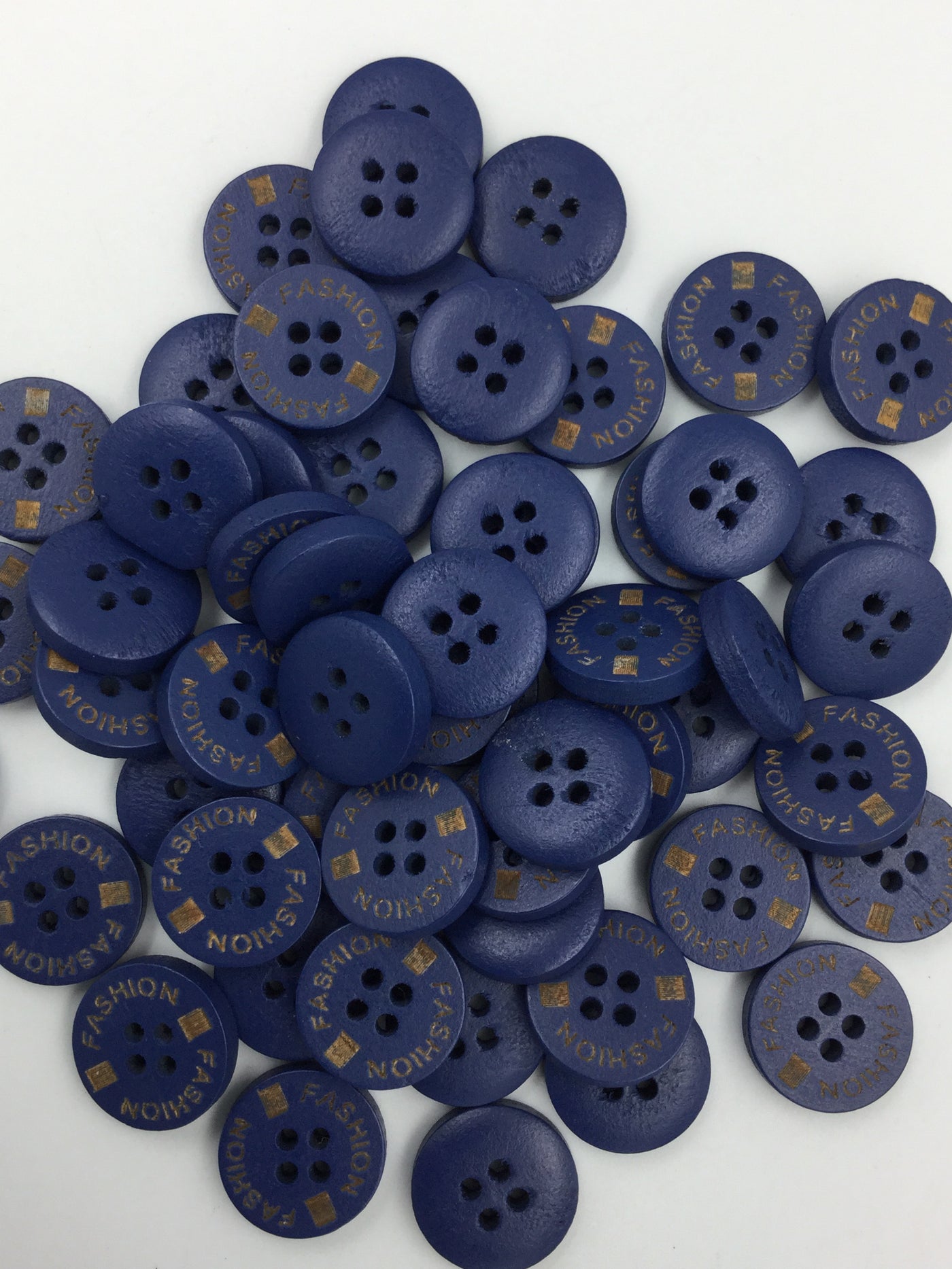 Blue 2 Hole Fancy Wooden Button