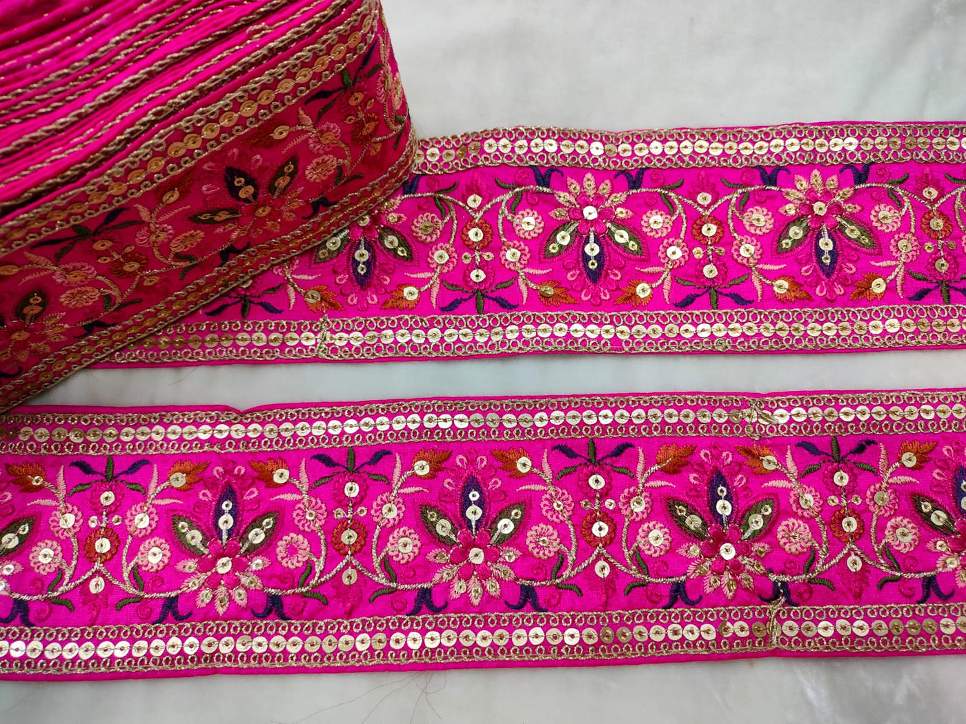 Pink Embroidered Lace