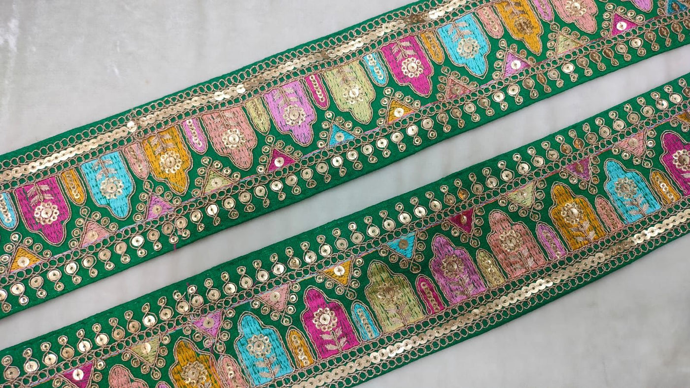 Dark Green Fancy Embroidery Work Lace