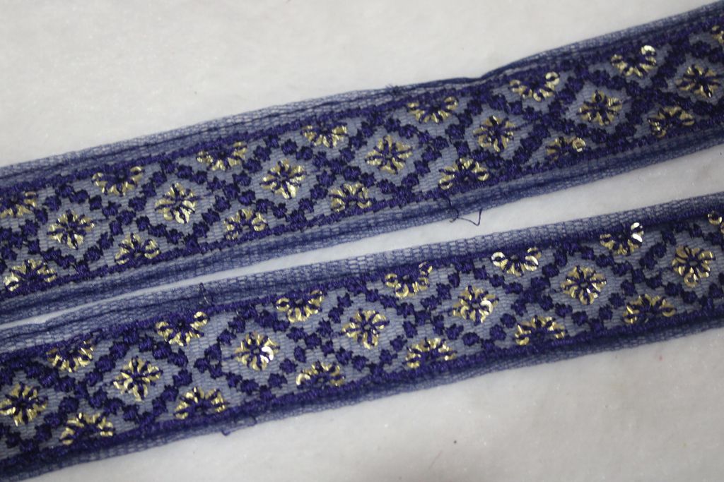 Navy Blue Fancy Threadwork Border