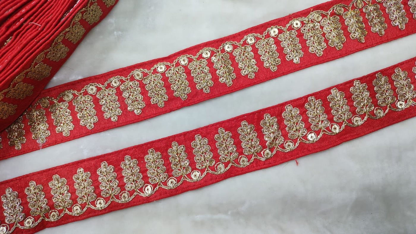 Red Embellished Fancy Lace