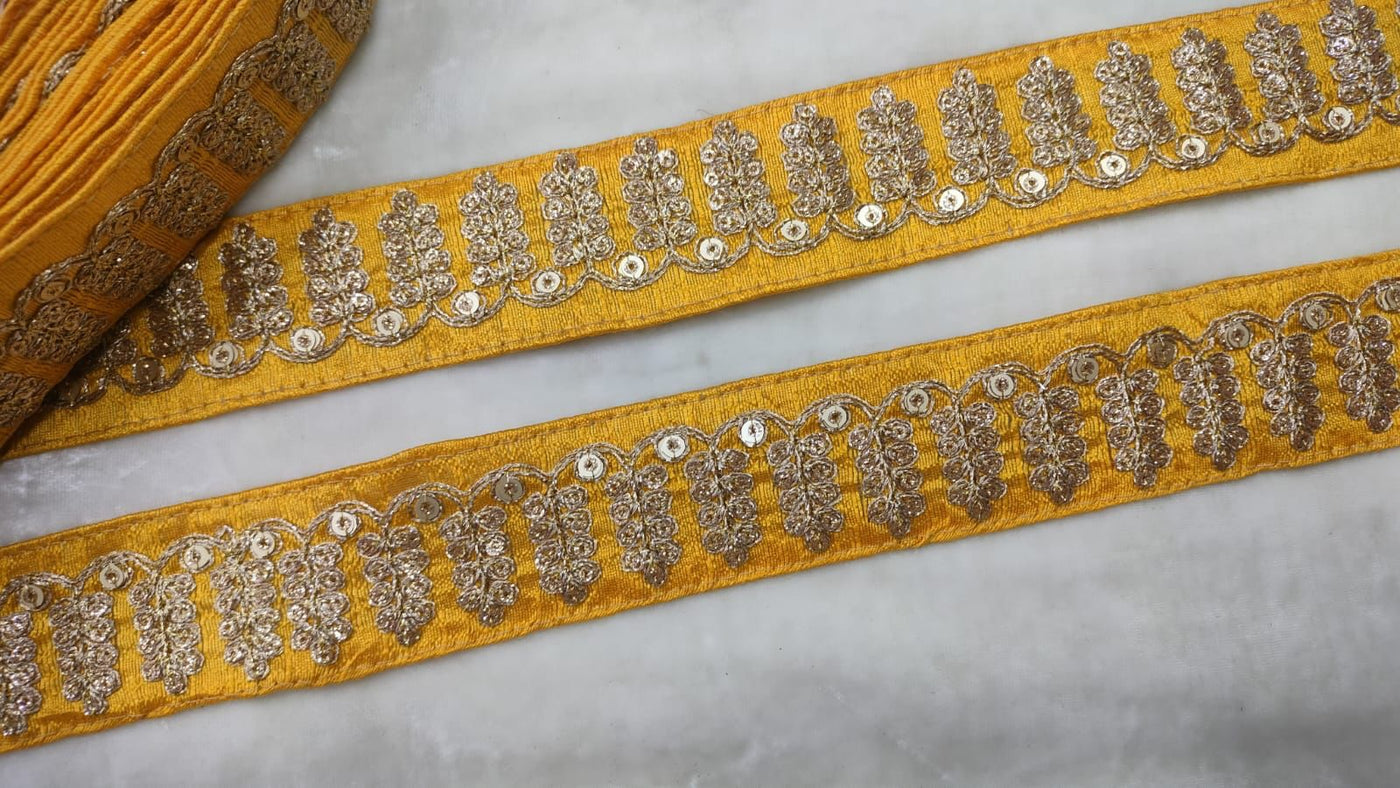 Yellow Embellished Fancy Lace