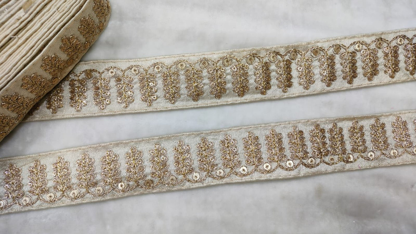 Beige Embellished Fancy Lace