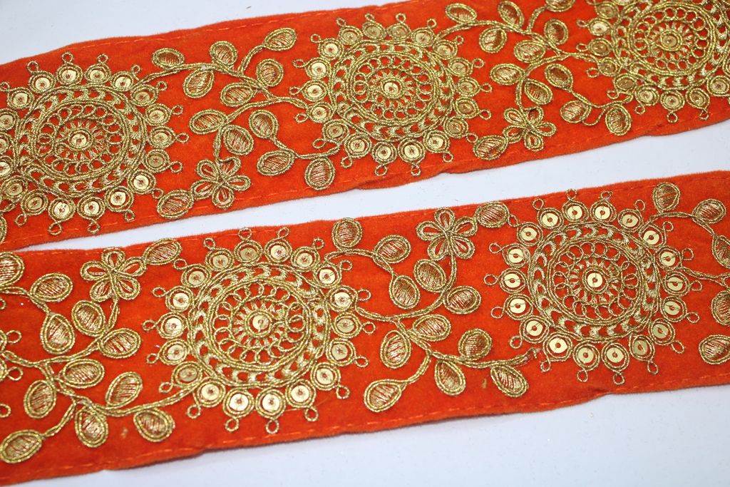 Orange Fancy Sequence Work Trim