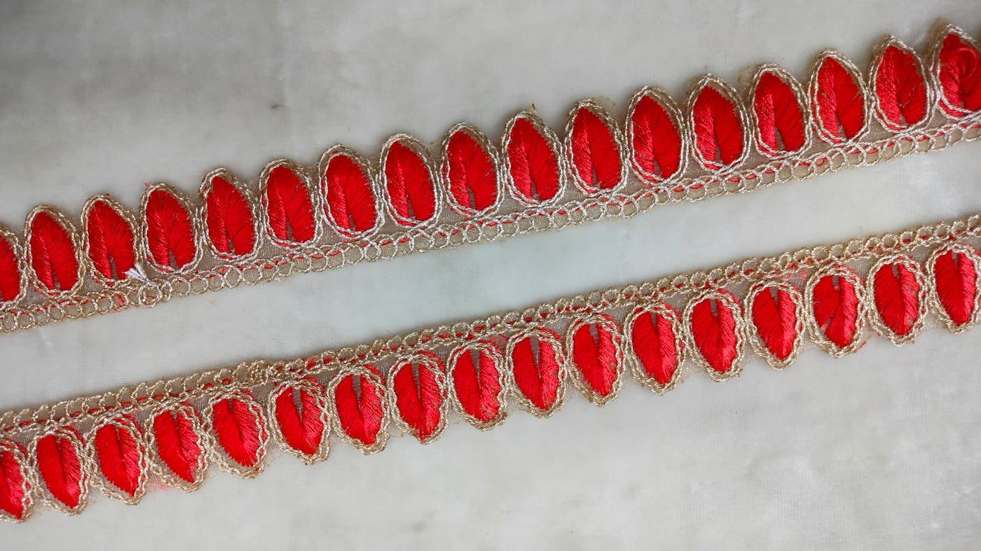 Red Shaded Fancy Embroidery Work Lace