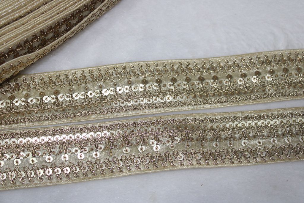 White Fancy Zari And Sequin Trim