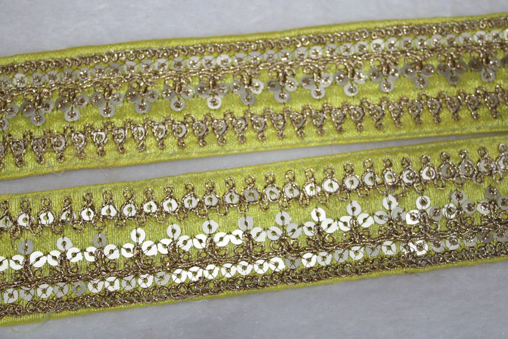 Yellow Fancy Zari And Sequin Trim