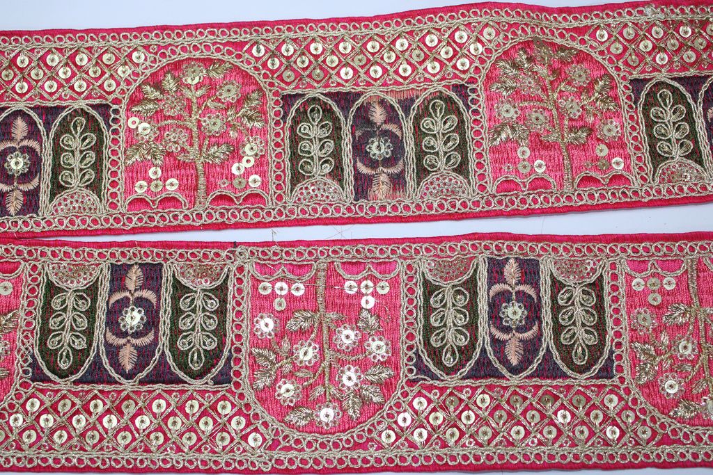 Dark Pink Embellished Zari Work