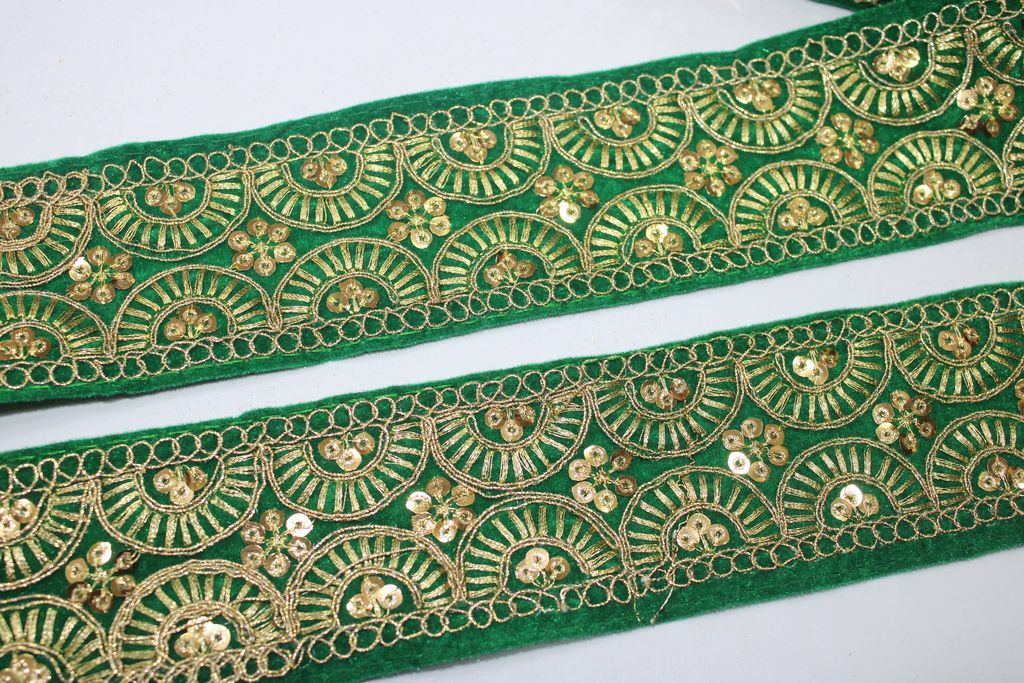 Green Fancy Sequins And Zari Trim