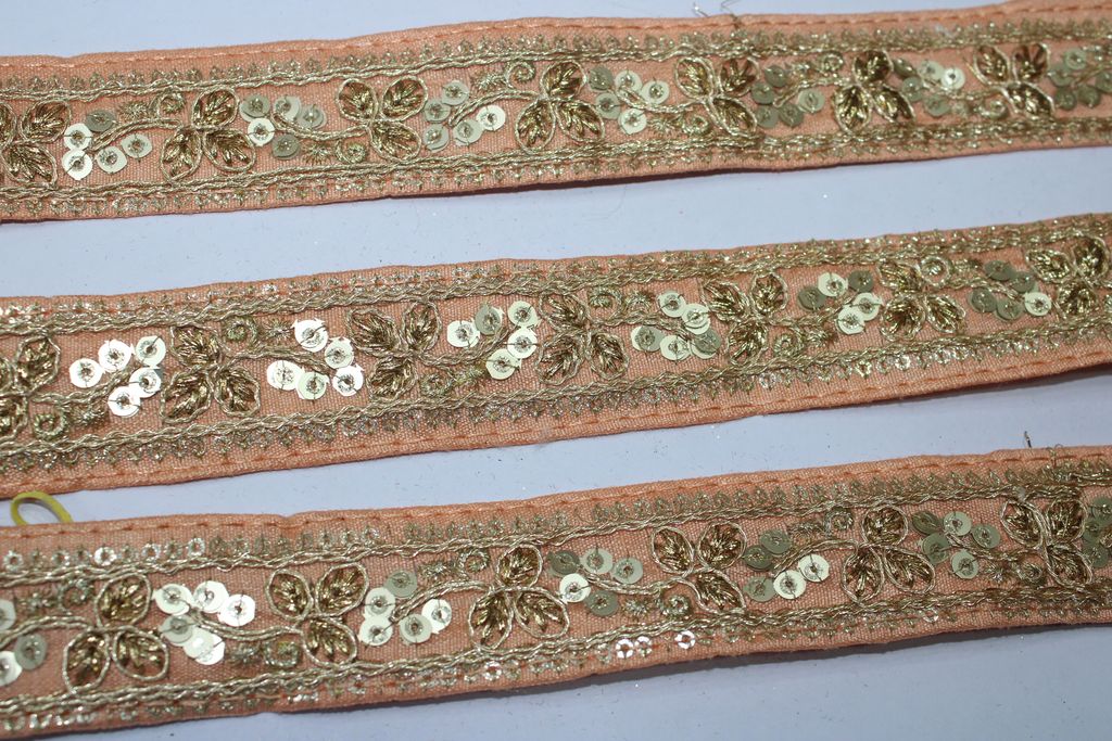 Peach Fancy Zari Work Lace