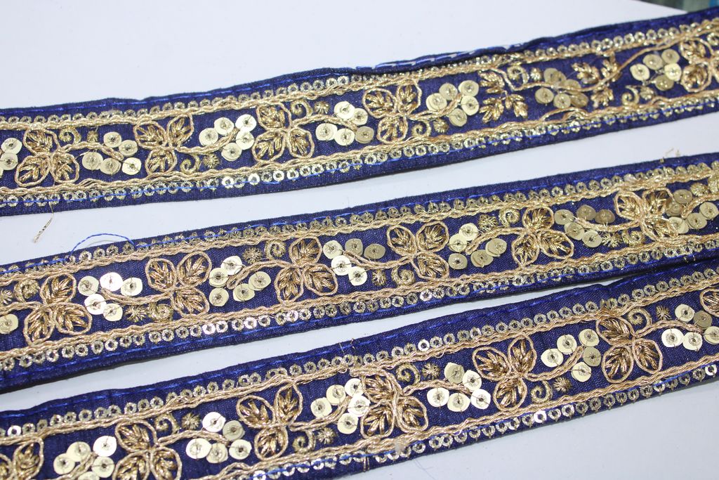 Royal Blue Fancy Zari Work Lace