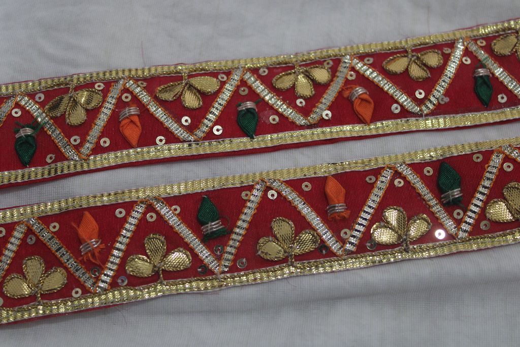 Red Traditional Gota Trim