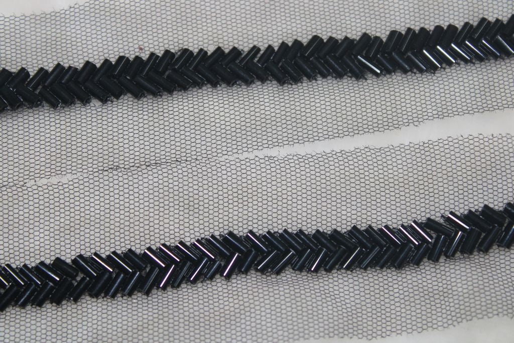 Black Cutdana Beads Embroidered Border