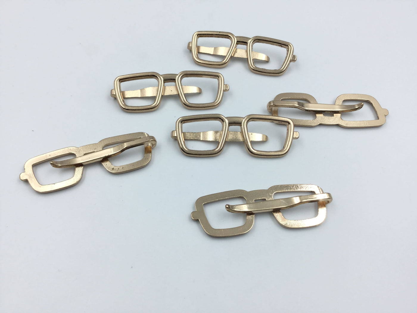 Spectacles Shape Metal  Golden Brooch