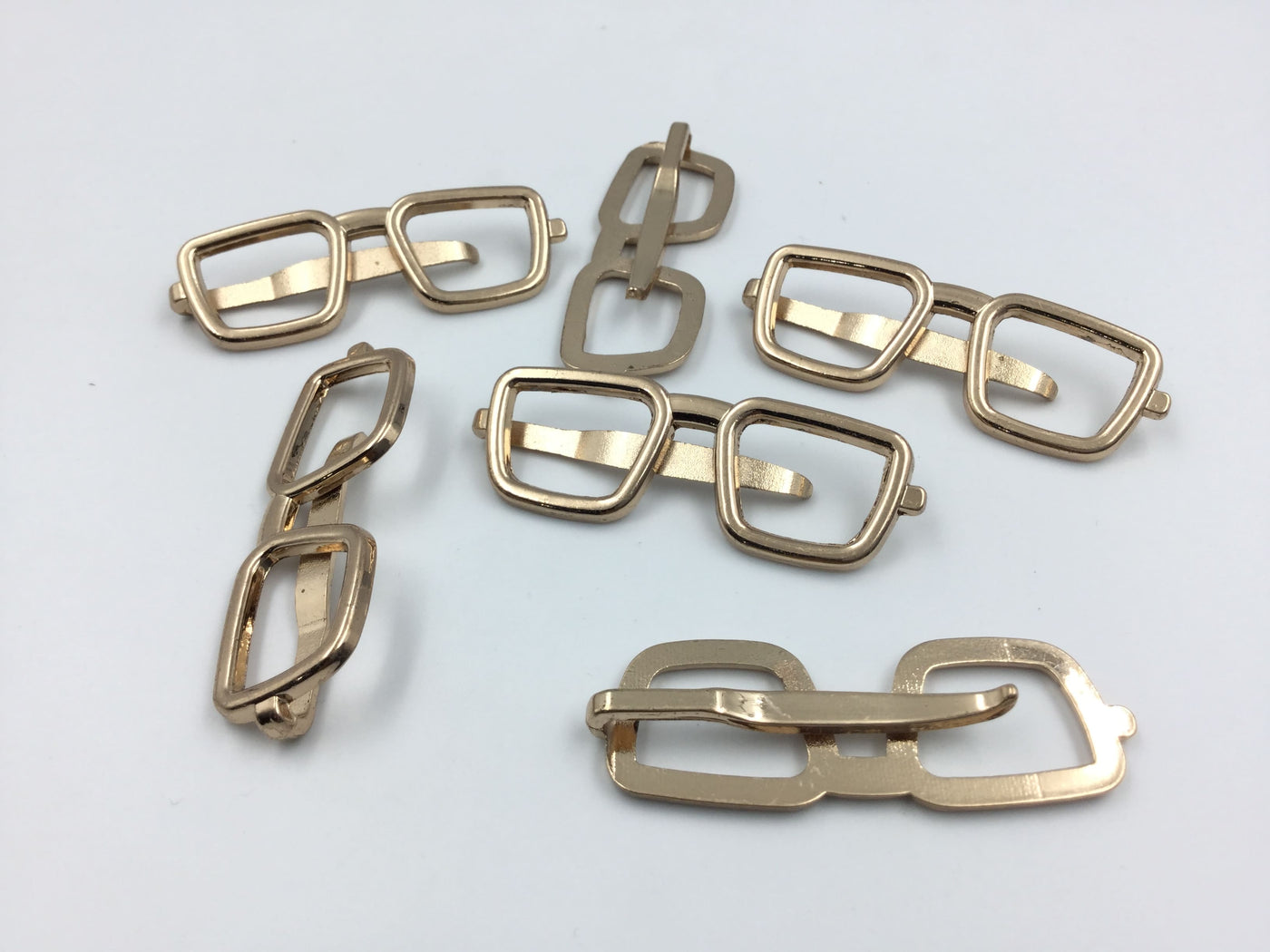 Spectacles Shape Metal  Golden Brooch