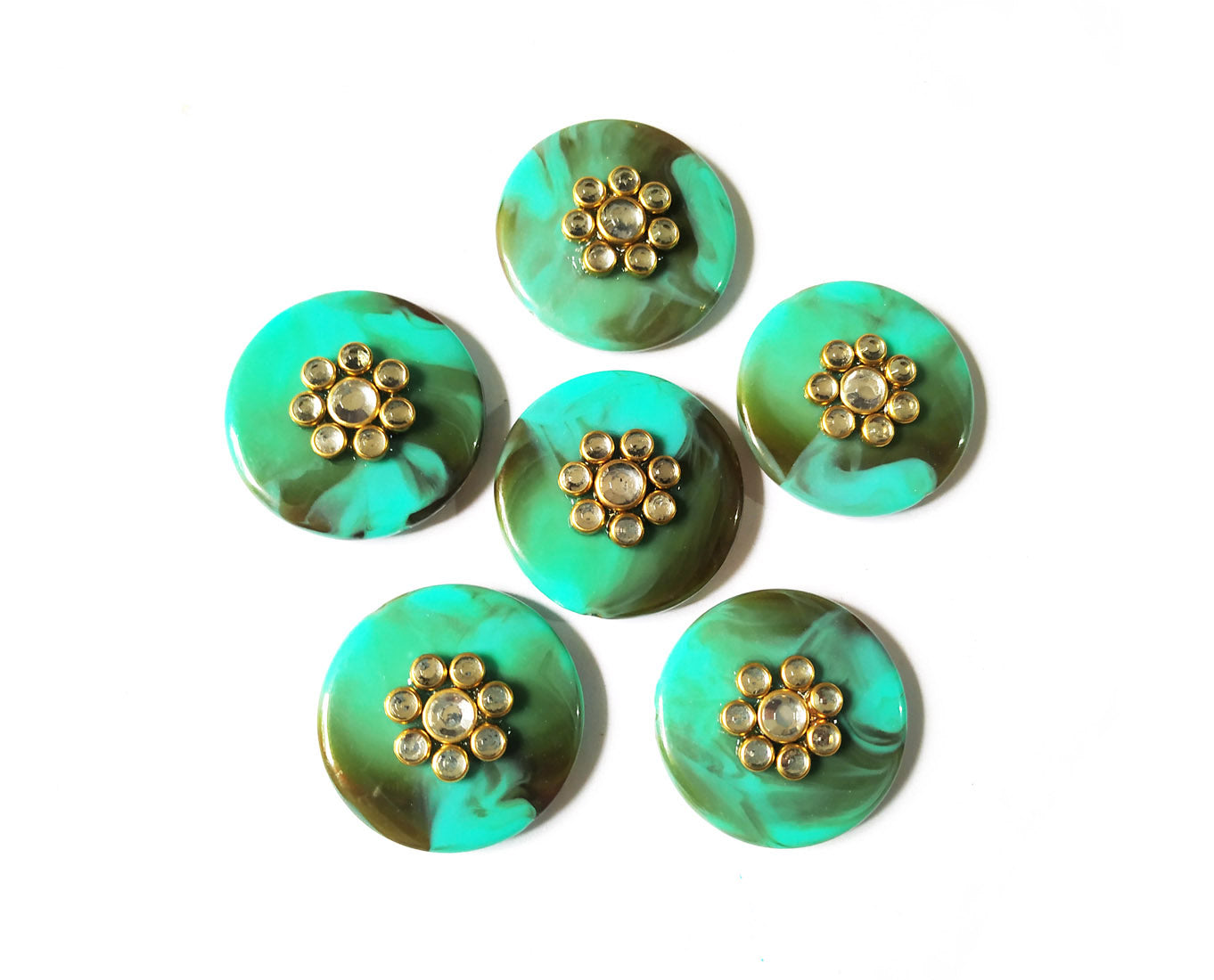 Green Shaded Resin Designer Flat Beads