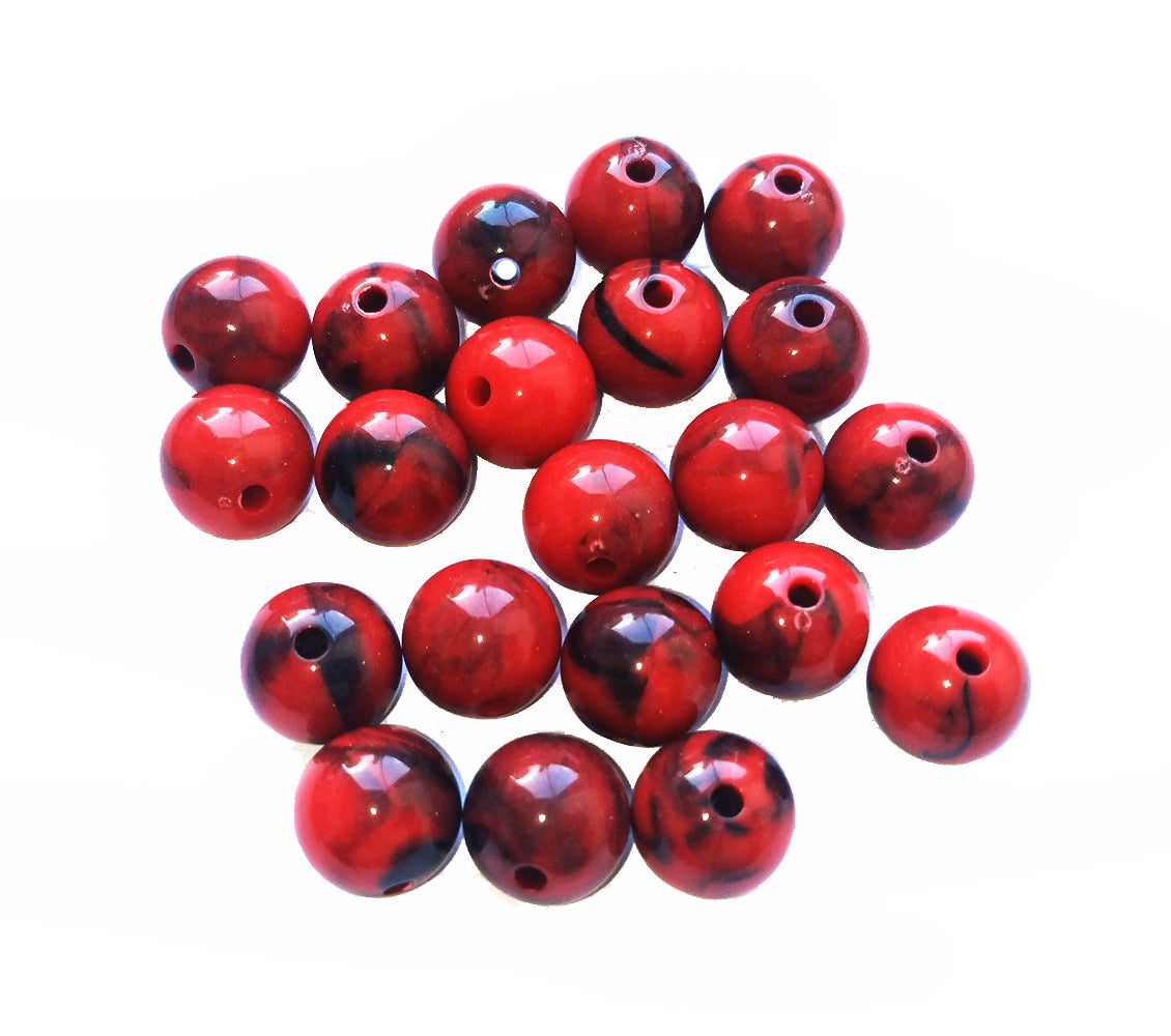 Red and Black Shaded Acrylic Spherical Beads