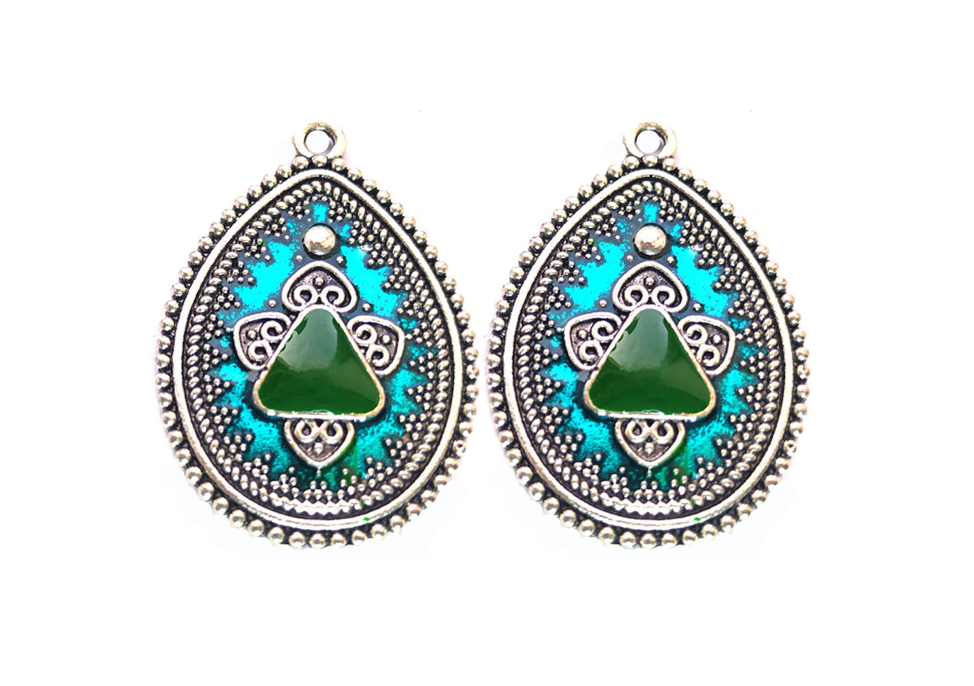 Green Fancy Enamel Work Pendants