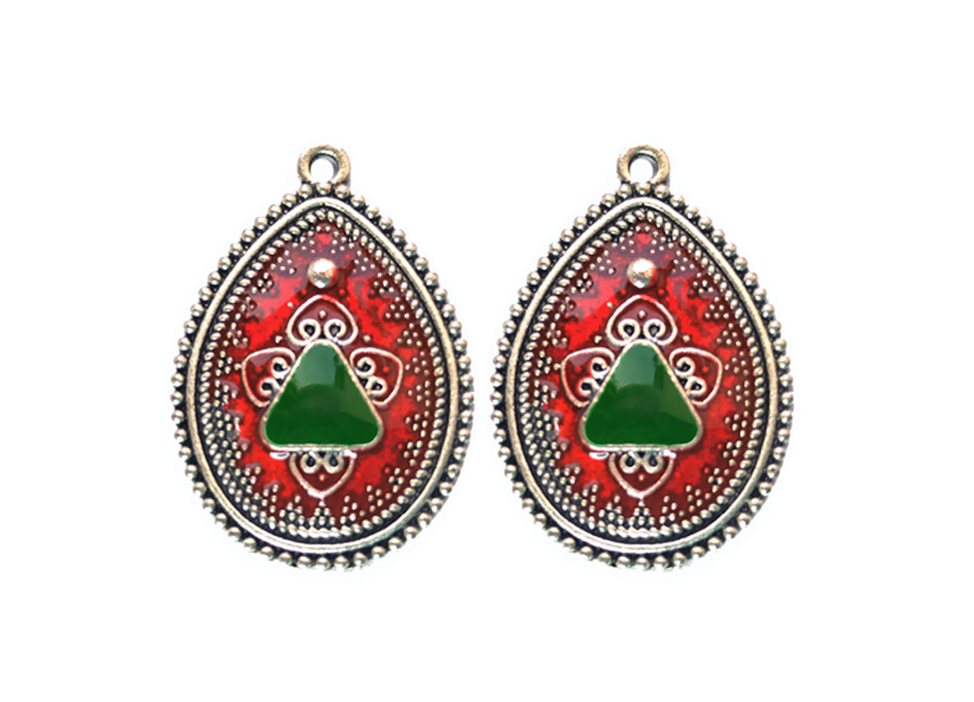 Reddish Pink Green Enamel Designer Pendants