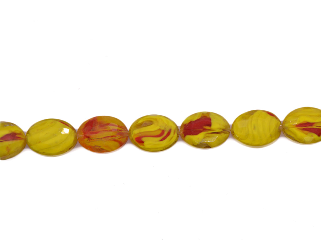 Yellow Red Double Tone Designer Glass Beads