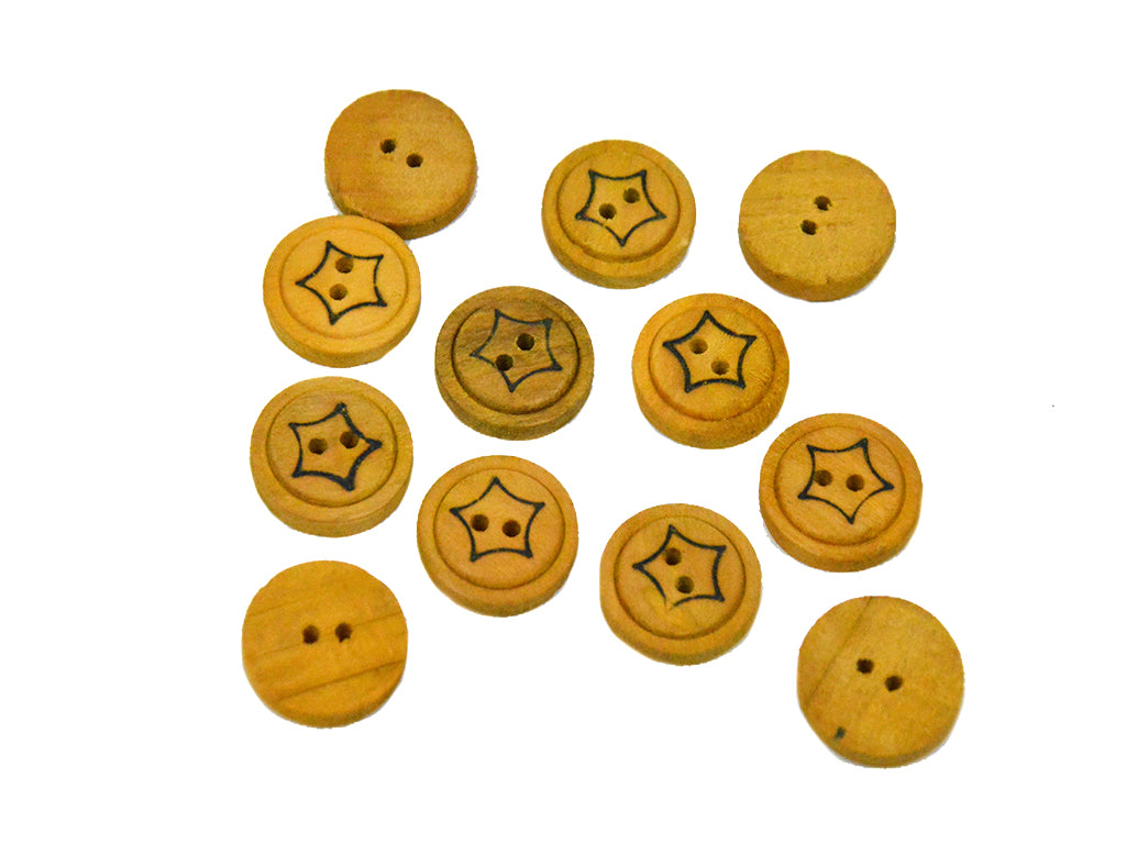 Star Printed Wooden Buttons 1