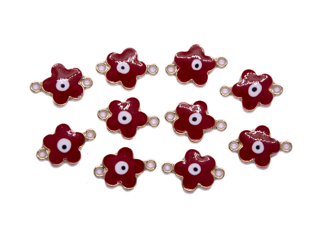 Maroon Flower Shaped Evil Eye Charms