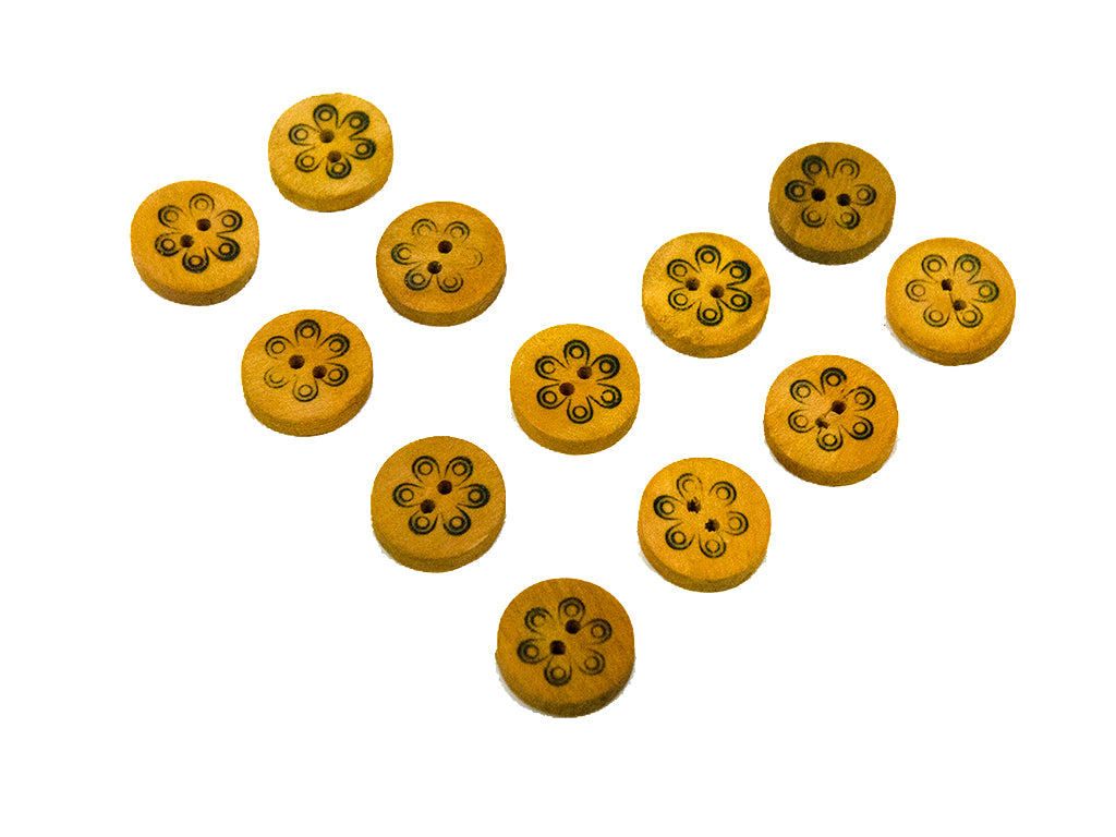 Floral Printed Wooden Buttons 4