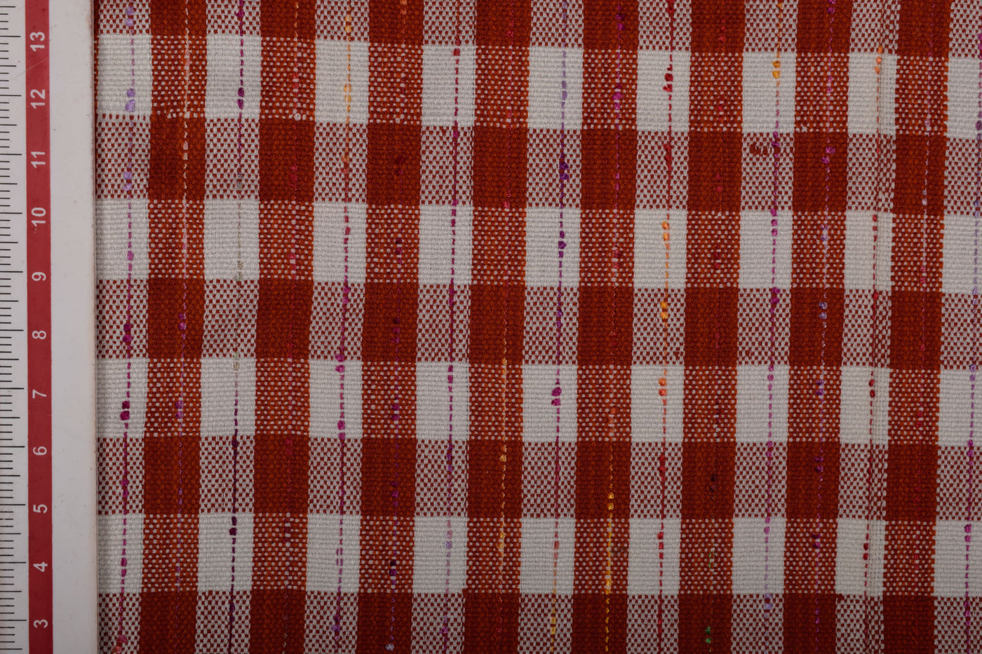 Red and White Tweed Fabric1