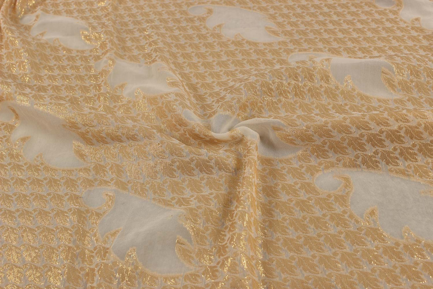White Banarasi Silk Georgette Fabric 5