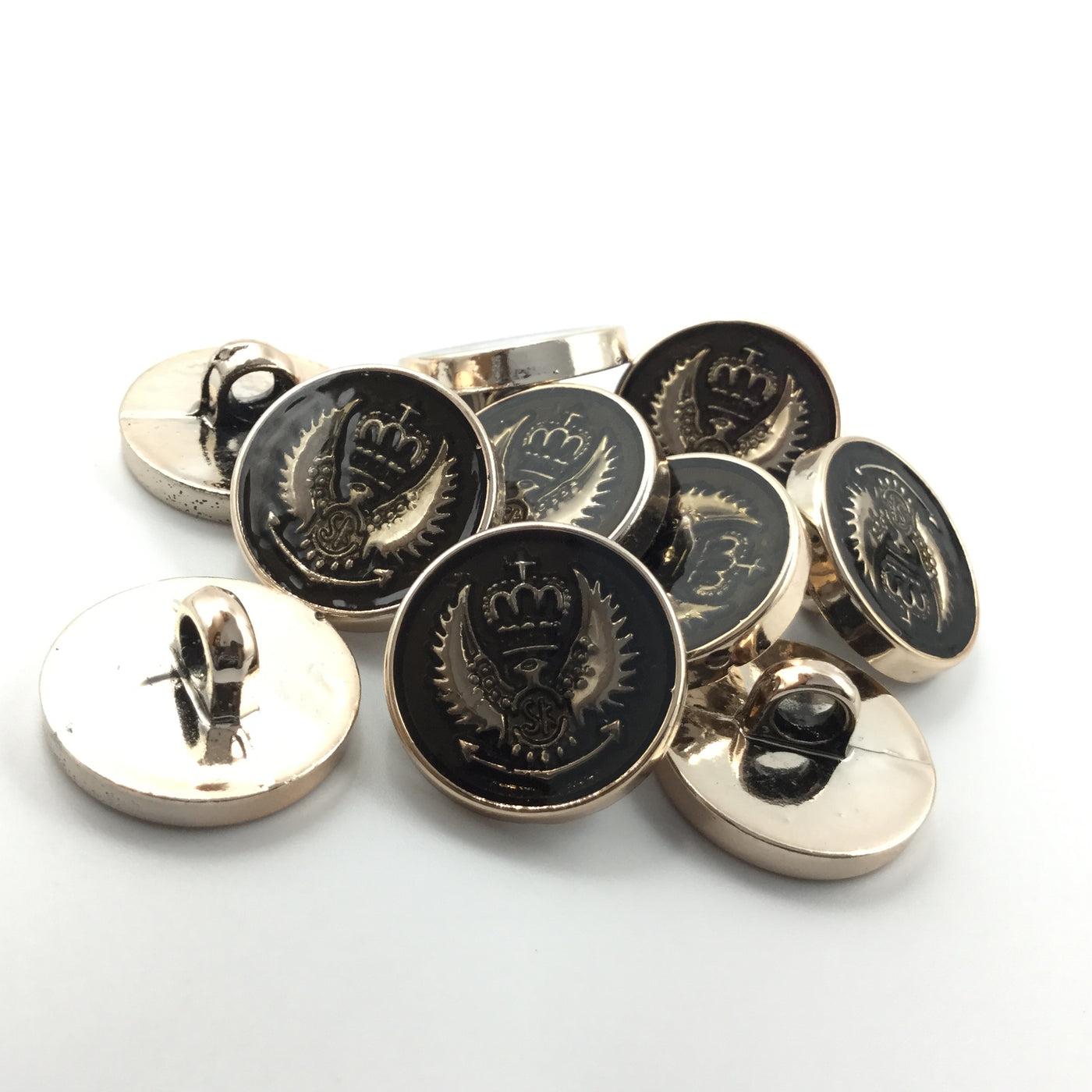 Black Plastic Crest Buttons