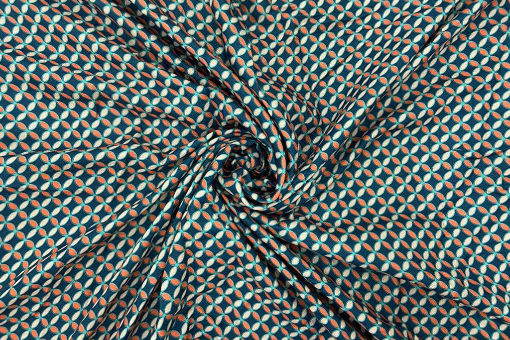 Dark Green Geometric Digital Printed Pashmina Wool Fabric