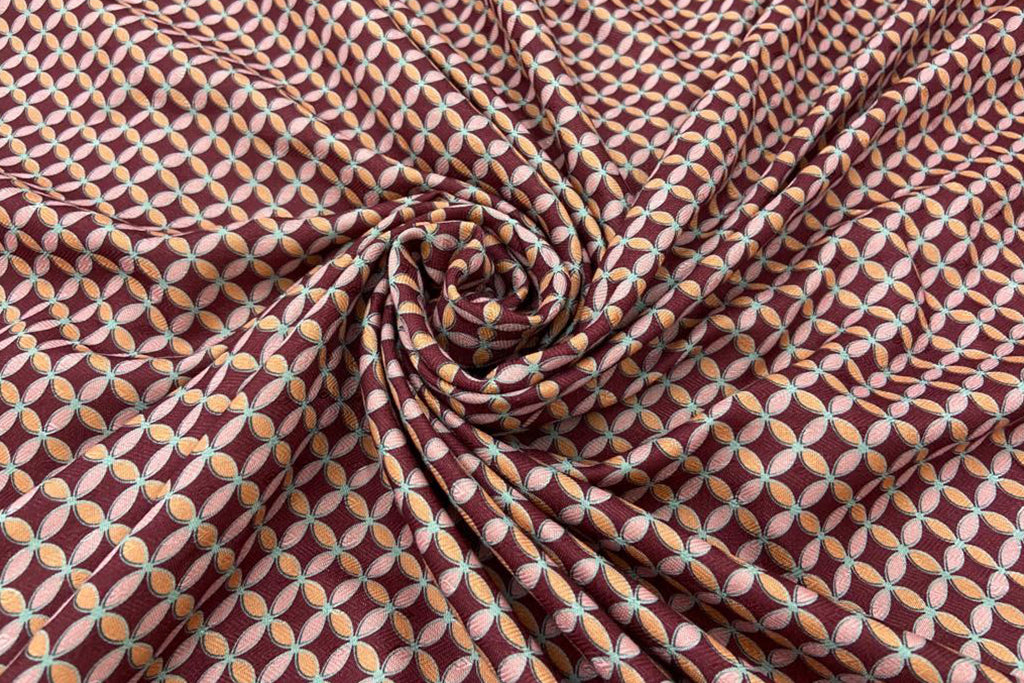 Maroon Geometric Digital Printed Pashmina Wool Fabric