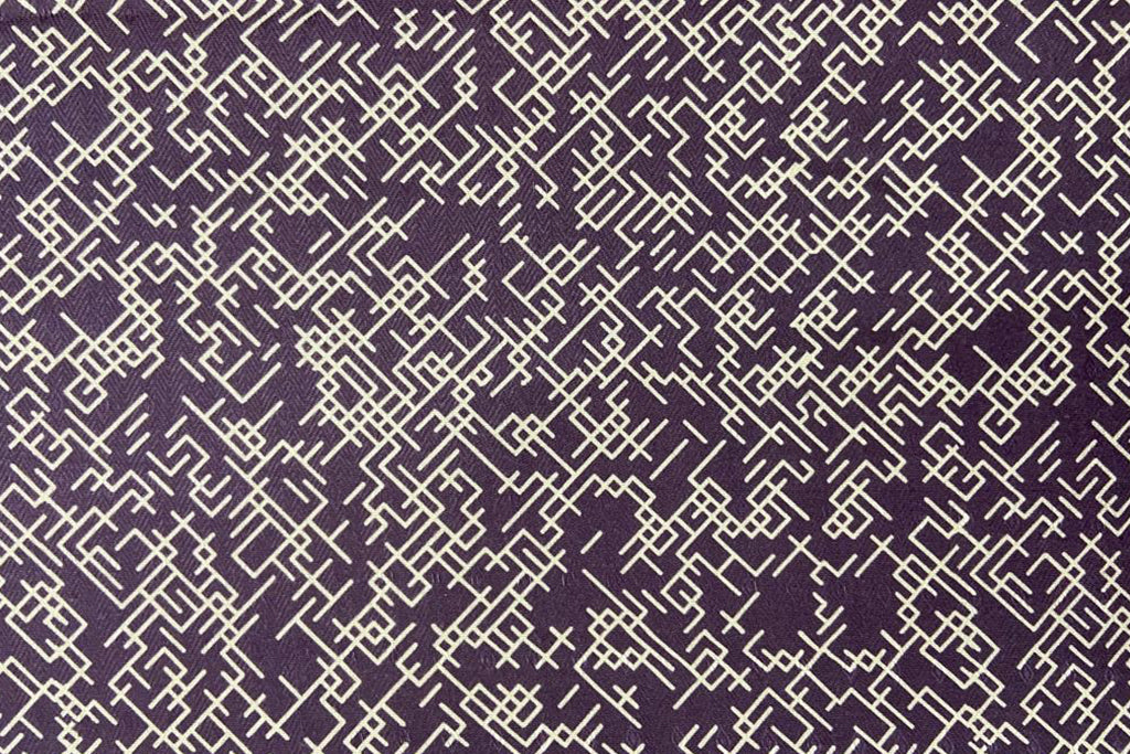 Purple Geometric Digital Print Pashmina Wool Fabric