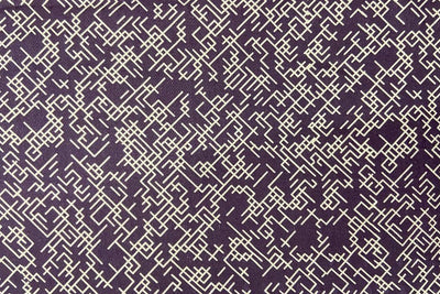 Purple Geometric Digital Print Pashmina Wool Fabric