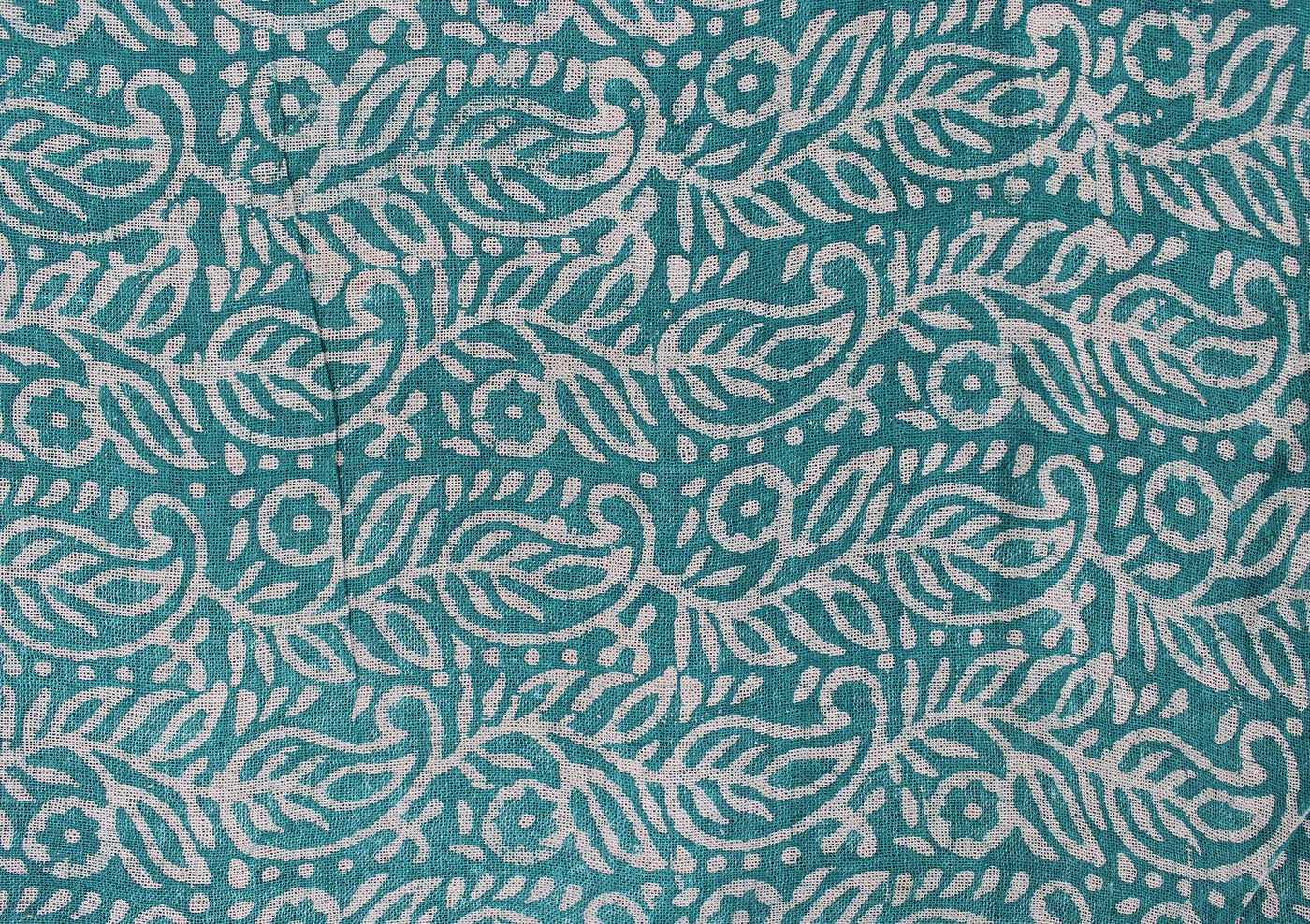 Green Paisley Hand Block Printed Jute Fabric