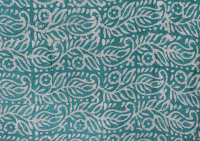 Green Paisley Hand Block Printed Jute Fabric