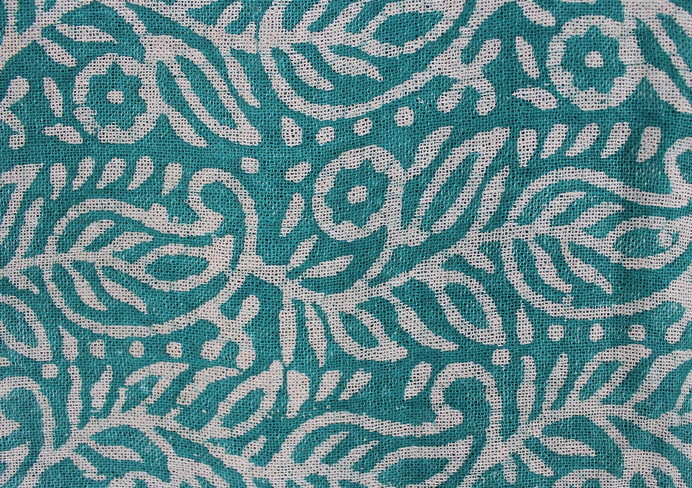 Green Paisley Hand Block Printed Jute Fabric