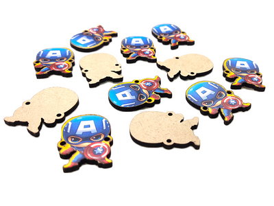 Blue Captain America Designer MDF Wooden Embellishment