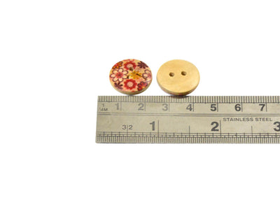 Multicolour Floral Printed 2 Hole Wooden Buttons11