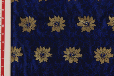 Blue Silk Brocade Fabric 1